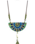 Casablanca Semicircle Tile Necklace – front view, hand-cut air-dried Persian tile