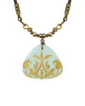 Firouze Rounded Triangle Tile Necklace – front view, hand-cut air-dried Persian tile