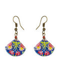 Golestan Fan Tile Earrings – front view, hand-cut air-dried Persian tile