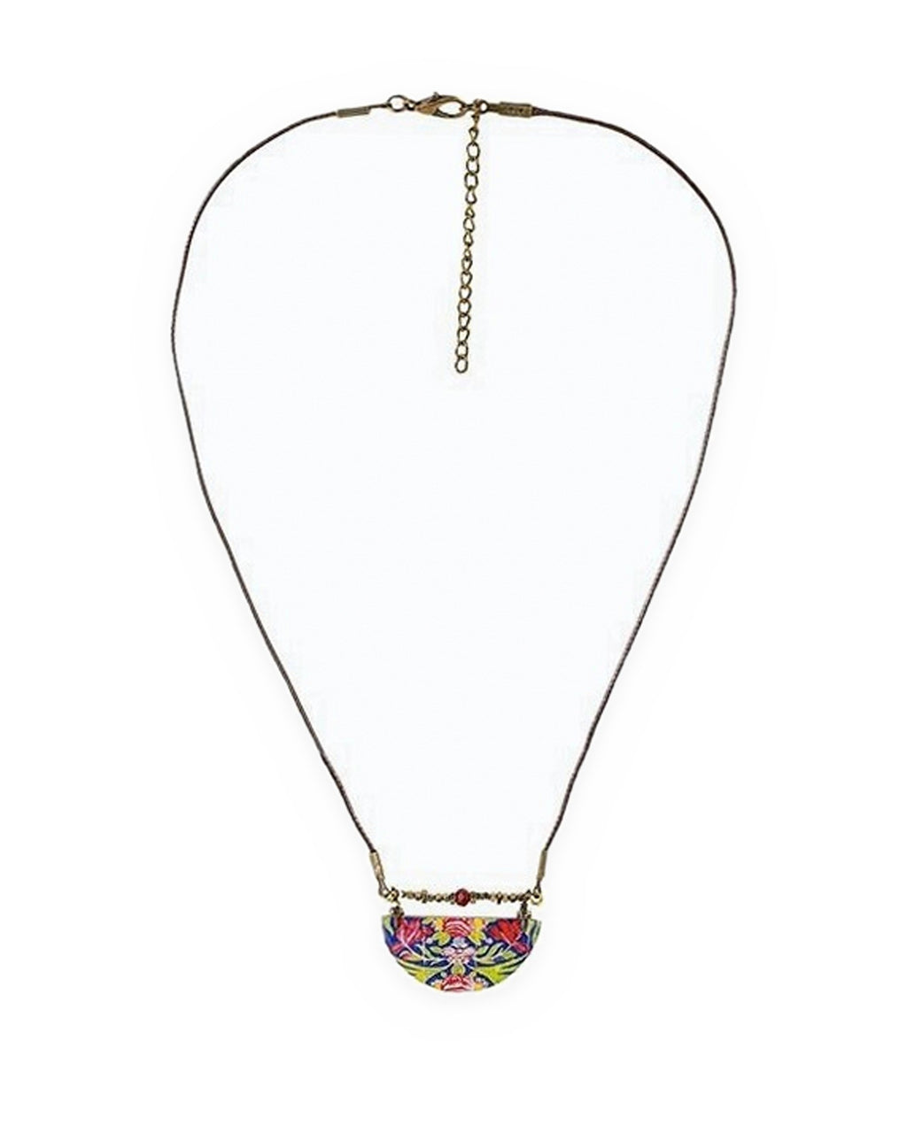 Golestan Semicircle Tile Necklace – full length, hand-cut air-dried Persian tile