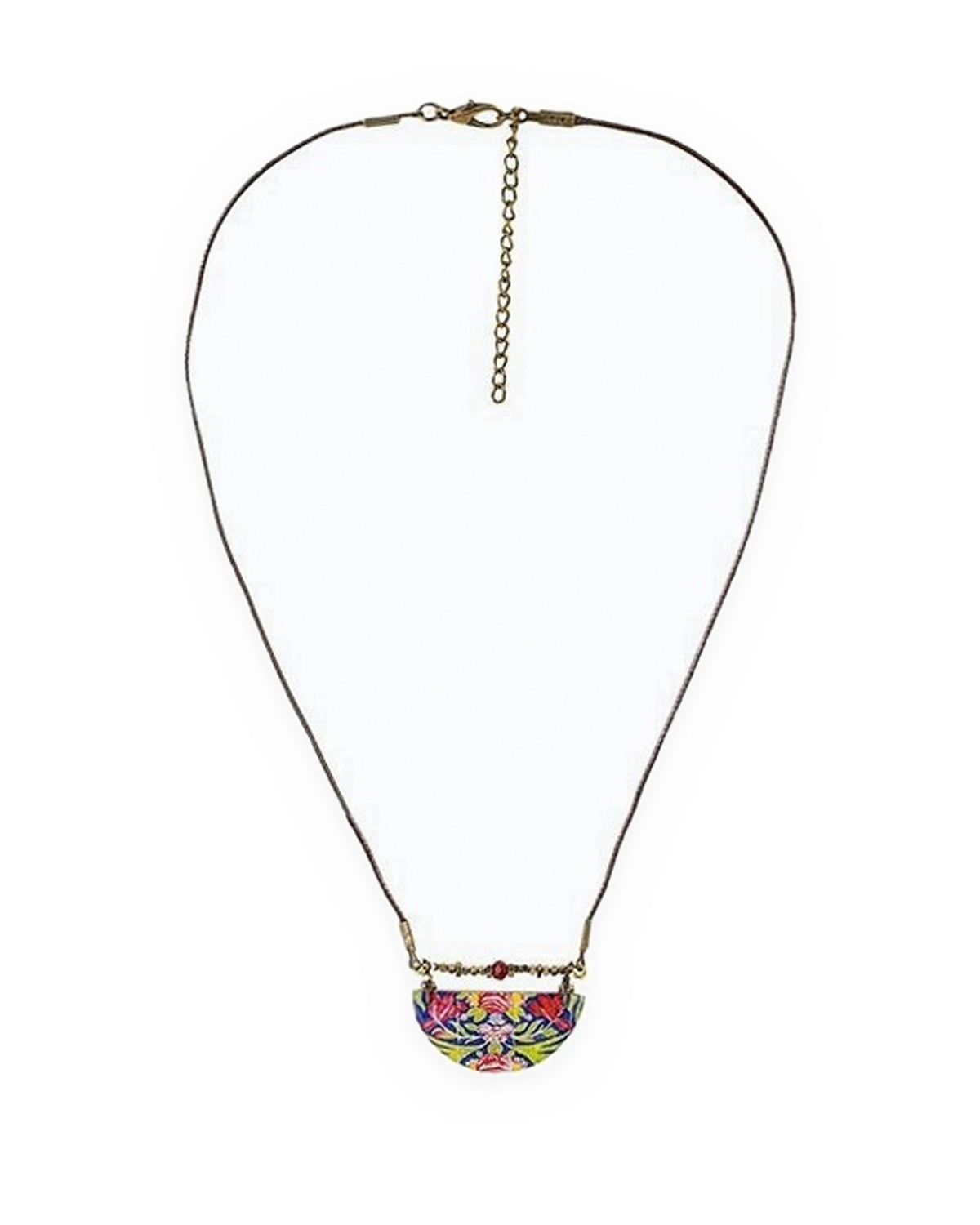 Golestan Semicircle Tile Necklace – full length, hand-cut air-dried Persian tile