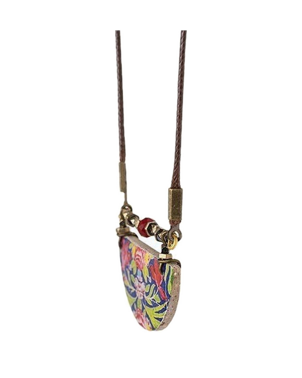 Golestan Semicircle Tile Necklace – detail, hand-cut air-dried Persian tile