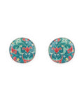 Mahi Round Tile Stud Earrings – front view, hand-cut air-dried Persian tile