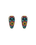 Nastaran Oblong Tile Stud Earrings – front view, hand-cut air-dried Persian tile