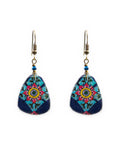 Nastaran Rounded Triangle Tile Earrings – front view, hand-cut air-dried Persian tile