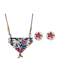 Qonche Gift Set – Persian tile necklace and matching earrings on white