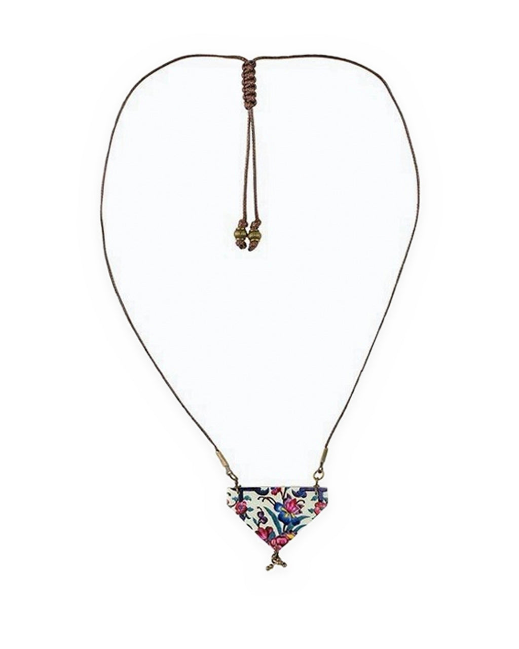 Qonche Triangular Tile Necklace – full length, hand-cut air-dried Persian tile