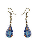 Shamseh Teardrop Tile Earrings – front view, hand-cut air-dried Persian tile