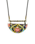 Shiraz Semicircle Tile Necklace – front view, hand-cut air-dried Persian tile