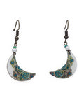 Tahzib Crescent Tile Earrings – front view, hand-cut air-dried Persian tile