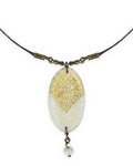 Tala Oval Tile Necklace – front view, hand-cut air-dried Persian tile