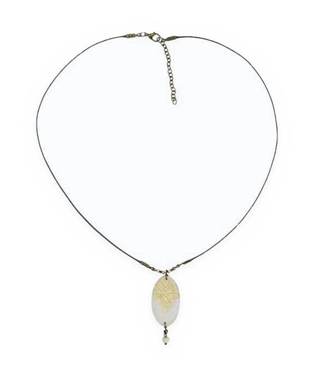 Tala Oval Tile Necklace – full length, hand-cut air-dried Persian tile