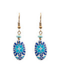 Taranom Oval Tile Earrings – front view, hand-cut air-dried Persian tile