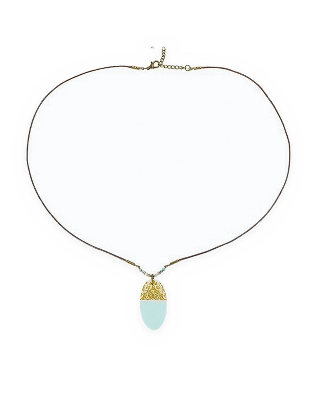 Tolu Oval Tile Necklace – full length, hand-cut air-dried Persian tile