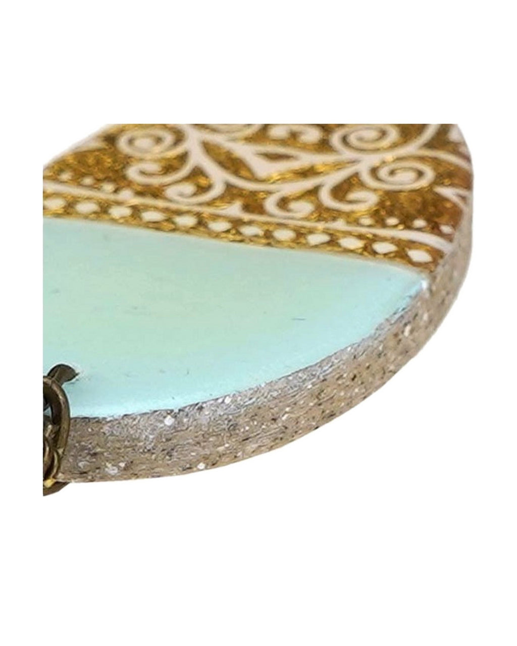 Tolu Oval Tile Necklace – detail, hand-cut air-dried Persian tile