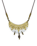 Zarrin Crescent Tile Necklace – front view, hand-cut air-dried Persian tile