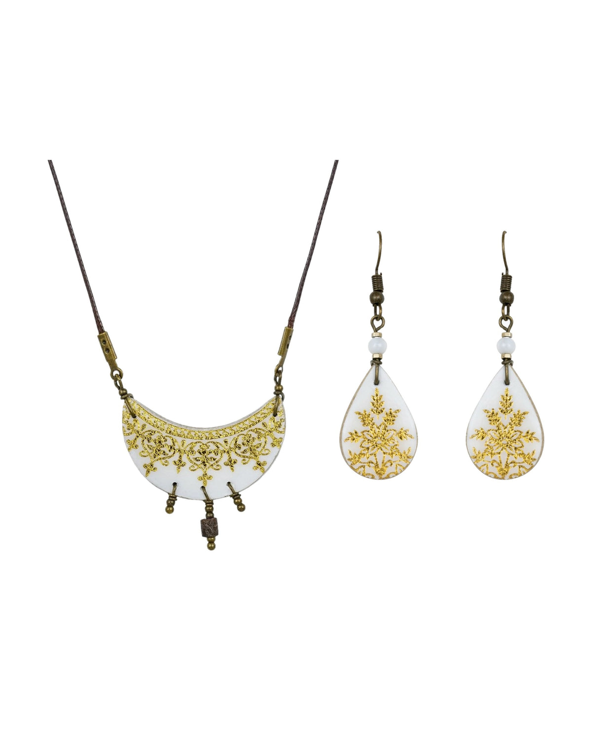 Zarrin Gift Set – Persian tile necklace and matching earrings on white