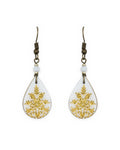 Zarrin Teardrop Tile Earrings – front view, hand-cut air-dried Persian tile