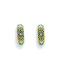 Zomorrod Oblong Tile Stud Earrings – front view, hand-cut air-dried Persian tile